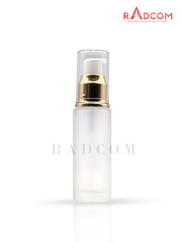 35ML Clear Frosted Lotion Glass Bottles With 20mm Golden lotion Pump With Acrylic Over Cap